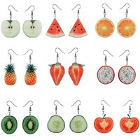 9 Paare Kreative FruchtföRmige Ohrringe Modeohr Dangle Lustige Dangle Ohrringe