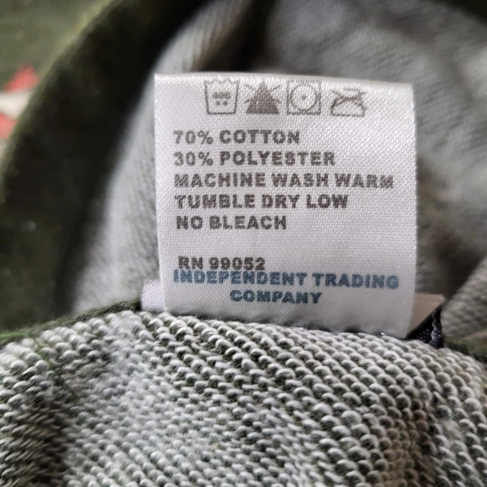 VINTAGE Powell Peralta Men Hoodie L Olive Graphic Print Skeleton Bone Skater 90s - Image 4 of 4