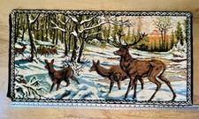 Vintage Rug Wall hanging Elk Deer  Woods Lodg...