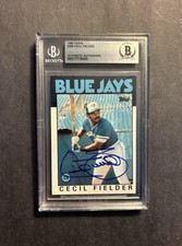 1986 Topps #386 Cecil Fielder RC signed. TOR Blue Jays Auto.BAS Autograph 