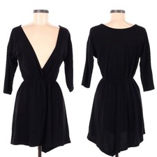 BCBGeneration Dress Womens XS Black Deep V Back High Low Sexy Mini