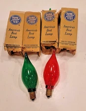 Vintage Duro Test Red and Green 8 1/2w Light Bulbs Lot of 4 in Package