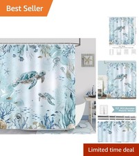 Coastal Sea Turtle Shower Curtain - Decorative and Functional, 180 x 200 cm