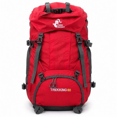 Free Knight Trekking 60 60L Hiking Backpack Red Gray Lightweight Water Resistant
