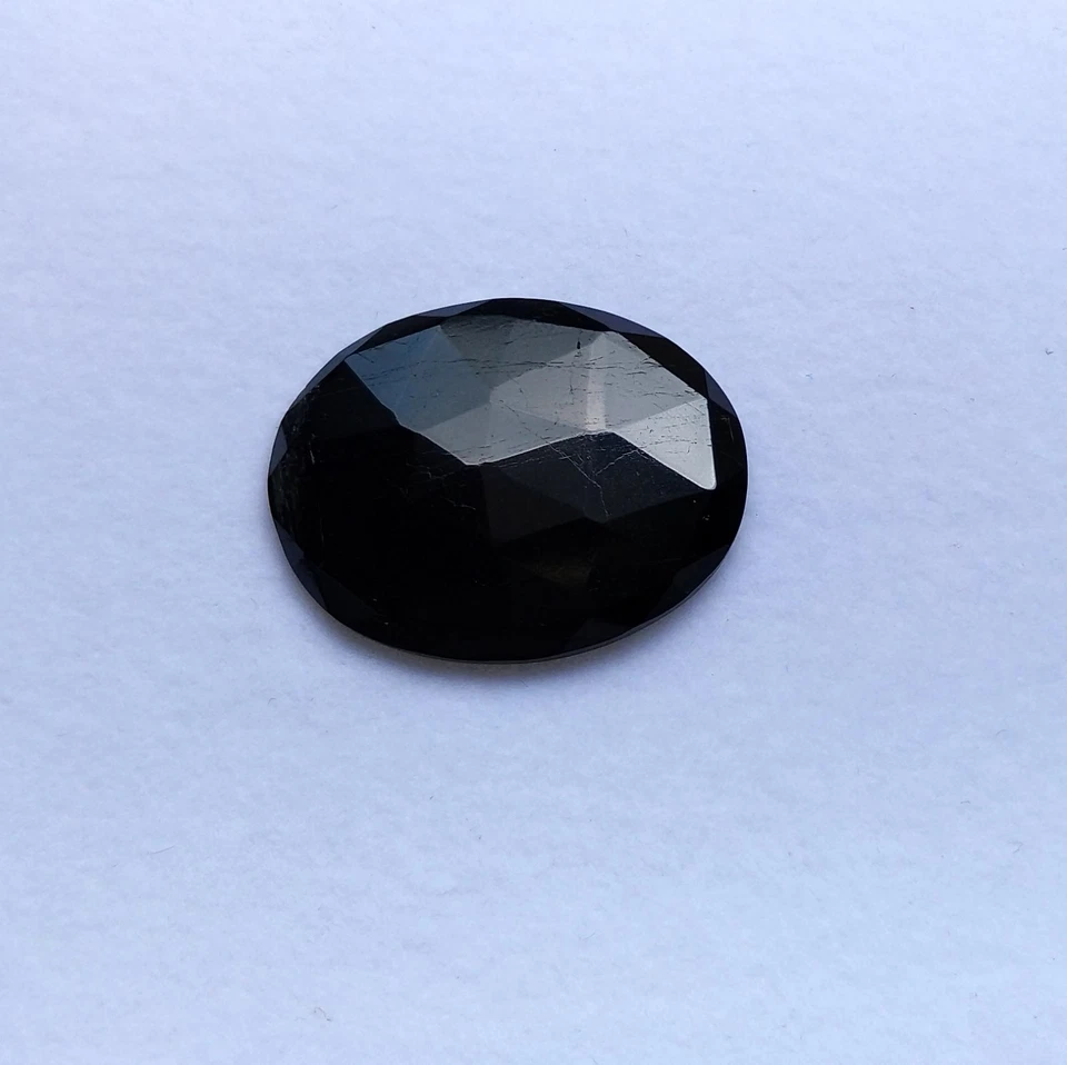 29.9 Carat 29x23x4.7 MM Natural Black Tourmaline Rose Cut Oval Shape Gemstone - Image 2 of 4