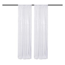 2 Panels 2x8FT White Sequin Backdrop Curtain for Wedding Party Baby Shower