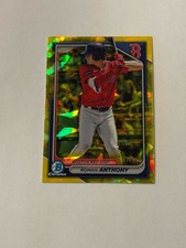 2024 BOWMAN CHROME SAPPHIRE YELLOW REFRACTOR ROOKIE ROMAN ANTHONY RC /75