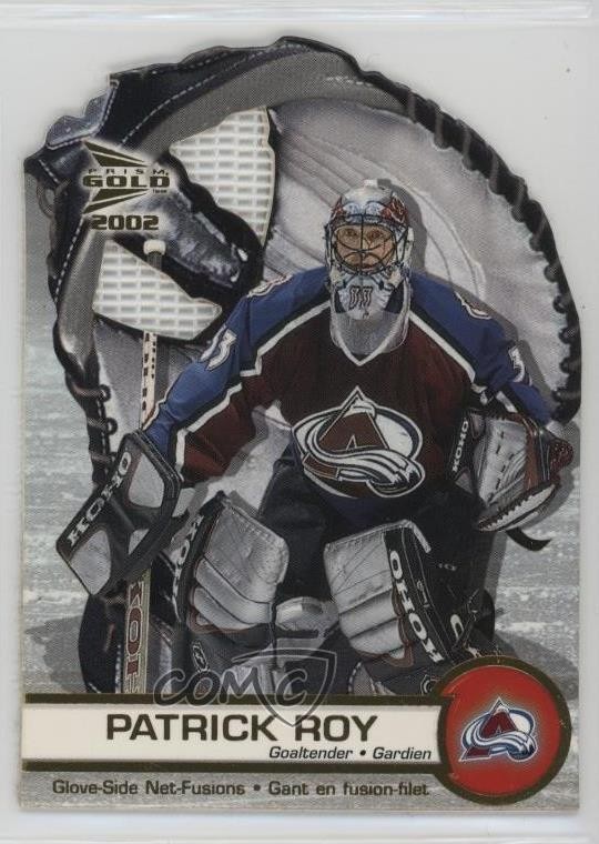 2001 Pacific Prism Gold McDonald's Glove Side Net-Fusions Patrick Roy #1 HOF 4pa