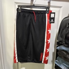 Converse Boys XL Black Red White Athletic Mesh Star Shorts 969364-023 NWT