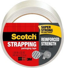 Scotch Reinforced Strength Shipping Strapping Tape, 1.88" x 30 Clear/White