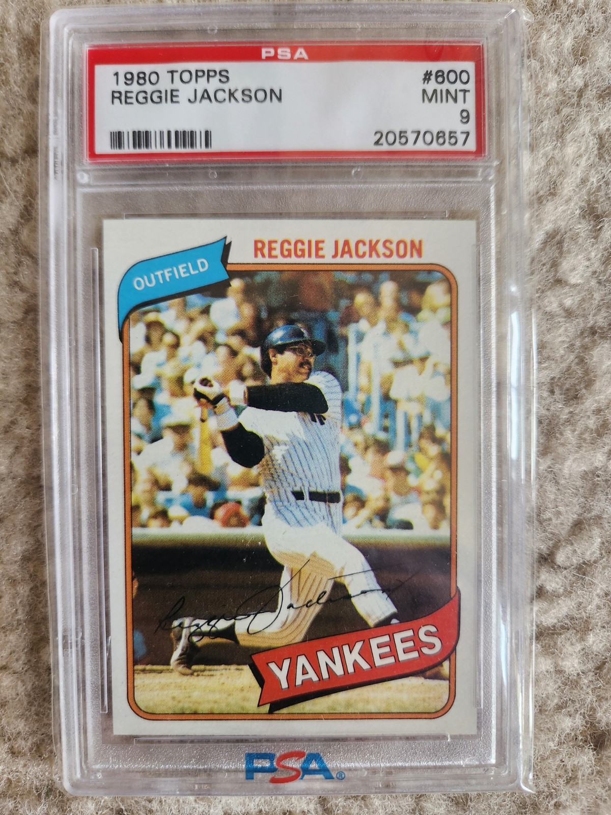 1980 Topps #600 Reggie Jackson YANKEES PSA 9 MINT Goat!