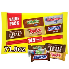 Mars Chocolate Variety Pack 145 Ct Snickers Twix Milky Way 3 Musketeers M&M’s