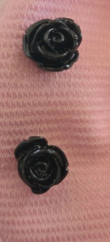 Double Sided Black Rose Earrings Elegant Faux Pearl Stud Front Back Ball Posts - Picture 6 of 6