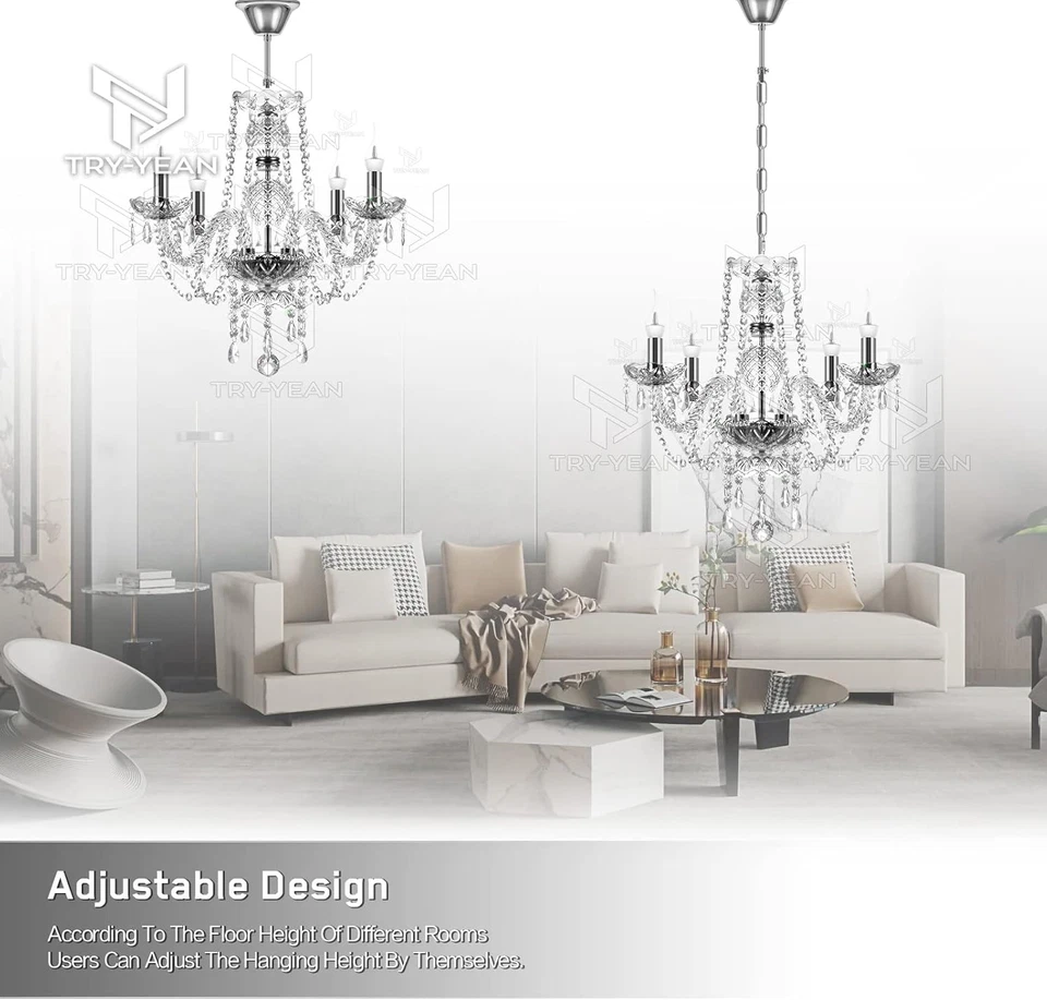 Lampadario in Cristallo Moderno Lampada a 4 Braccia Sospensione Trasparente 44Cm - Immagine 4 di 4