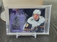 2019 SPx UD Black Obsidian Script Rookies Purple 23/25 Cody Glass Rookie Auto RC