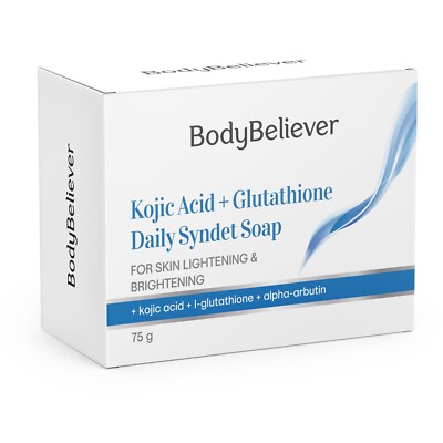kojic acid glutathione daily syndet soap BodyBeliever Skin Lightening Soap with Kojic Acid & Arbutin, Daily Syndet  Soap