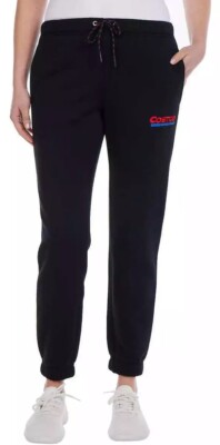 NWT Kirkland Signature Ladies' Costco Logo Jogger Drawstring+ Pockets-  Black, XS - Main Image