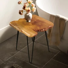 GREENAGE Cedar Live Edge Coffee Table with 4 Hairpin Legs 20" x 20" x 21" Height