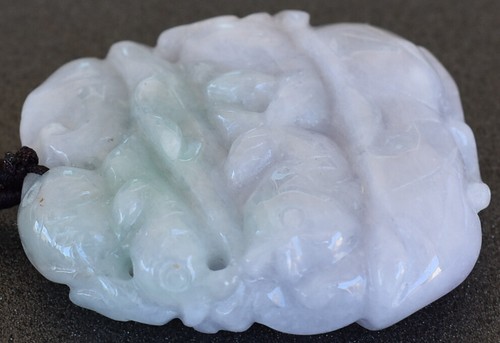 Certified 100% Natural Lavender Green A JADE JADEITE Fish Lotus PENDANT 00398 - Picture 5 of 9