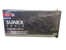 Sunex 13pc 3/8 Metric 12 Point Shallow Impact Sockets Set Tools Drive MM 3675