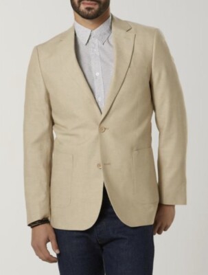 NWT David Taylor Resort Blazer, Medium, Beige, Linen Blend, Lined, Dry Clean
