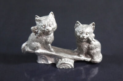 SPOONTIQUES PEWTER metal KITTENS ON A SEESAW teeter totter CAT MINIATURE