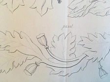 Hand Drawn Ink Oak Acanthus Leaf XIX Size A3 Plant