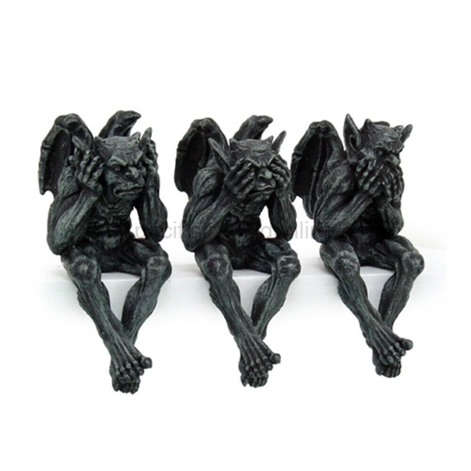 Gargoyle See Hear and Speak No Evil Shelf Sitters 3 Piece Set - Image 2 of 2