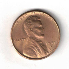 1951-S San Francisco Brilliant Uncirculated Business Strike Copper One Cent Coin