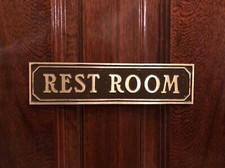 Farmhouse Restroom Polished Brass Metal Bathroom Sign
