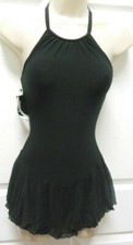 Black Dance Skate dress Mesh skirt Petite adult halter style scrunchi included