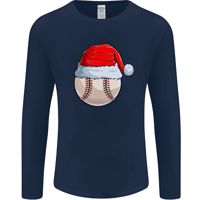 Weihnachten Baseball mit Nikolausmütze Xmas Herren Langarm T-Shirt
