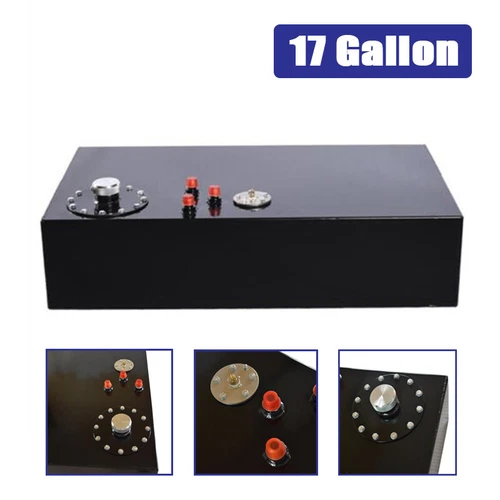 17 Gallon Aluminum Street Rod Fuel Cell Gas Tank with Cap & Level Sender 64L - Afbeelding 8 van 9