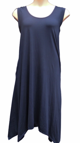 VESTIDO CUDDLEDUDS AZUL OSCURO SIN MANGAS CON DOBLADILLO ASIMÉTRICO, TALLA UK 26-28, LD476 - Imagen 2 de 3