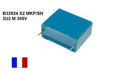 condensateur 2.2µF 2.2uF 2.2MF 300v 305v X2 MKP trame: 27.5mm EPCOS B32924