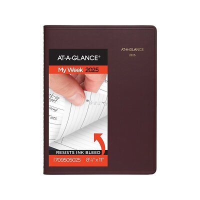 2025 AT-A-GLANCE 8.25'' x 11'' Weekly Appointment Book Planner Faux Leather Cover