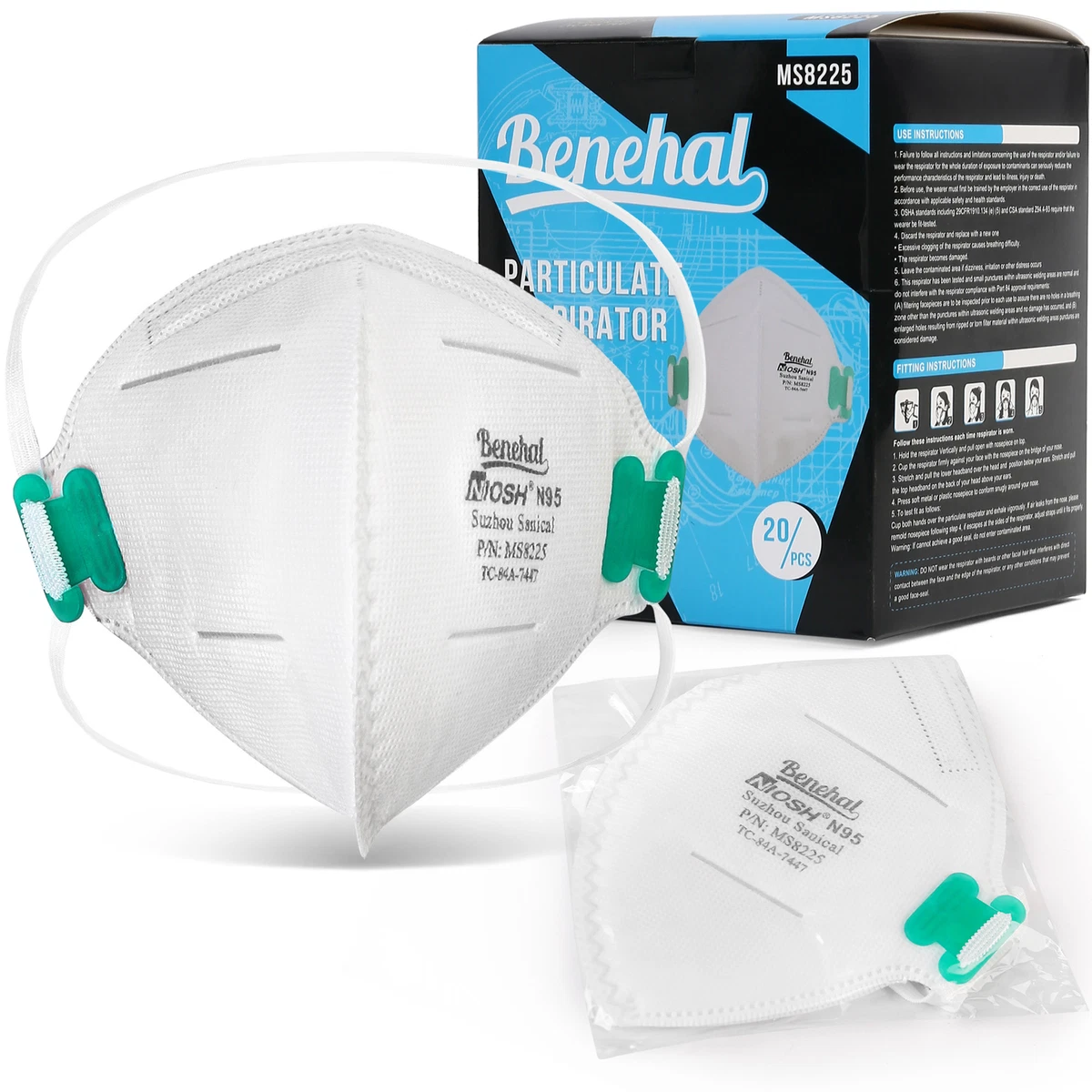 20x N95 Face Mask Dust Particulate Respirator Protection without Breathing Value