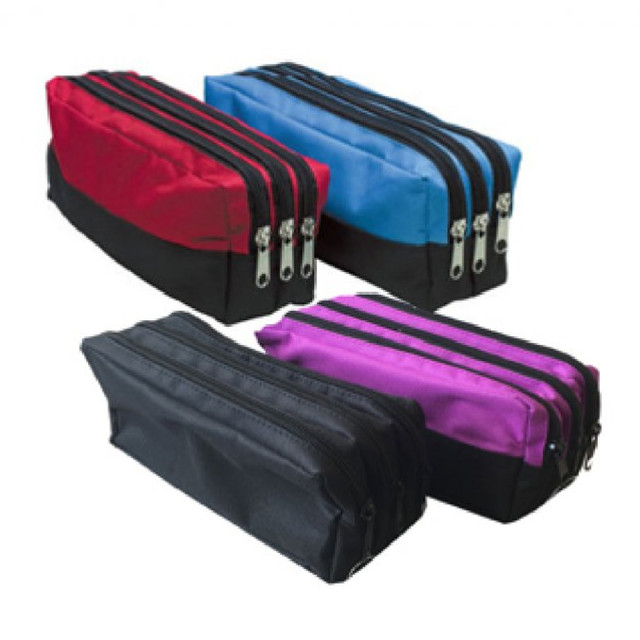 Pencil Cases School Makeup Arpan Triple Pocket Zip Rectangular Large
