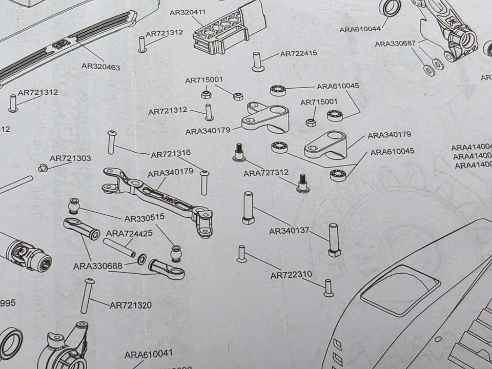 Arrma Steering Set ARA340179 Steer Linkage Vendetta Infraction 1/8 Scale RC - Image 2 of 4