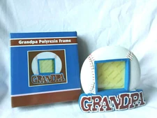 GRANDPA Baseball Sports 4.5" x 5" Picture Frame w/ Easel Back Grand Pa Gift NOS