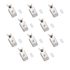 1.45mm 10Pcs Network Connectors RJ45 Cat7 Gold Plated FTP Modular Plug