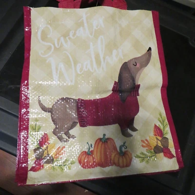Sweater Weather Dachshund Autumn Fall Reusable Shopping Eco Tote NWT