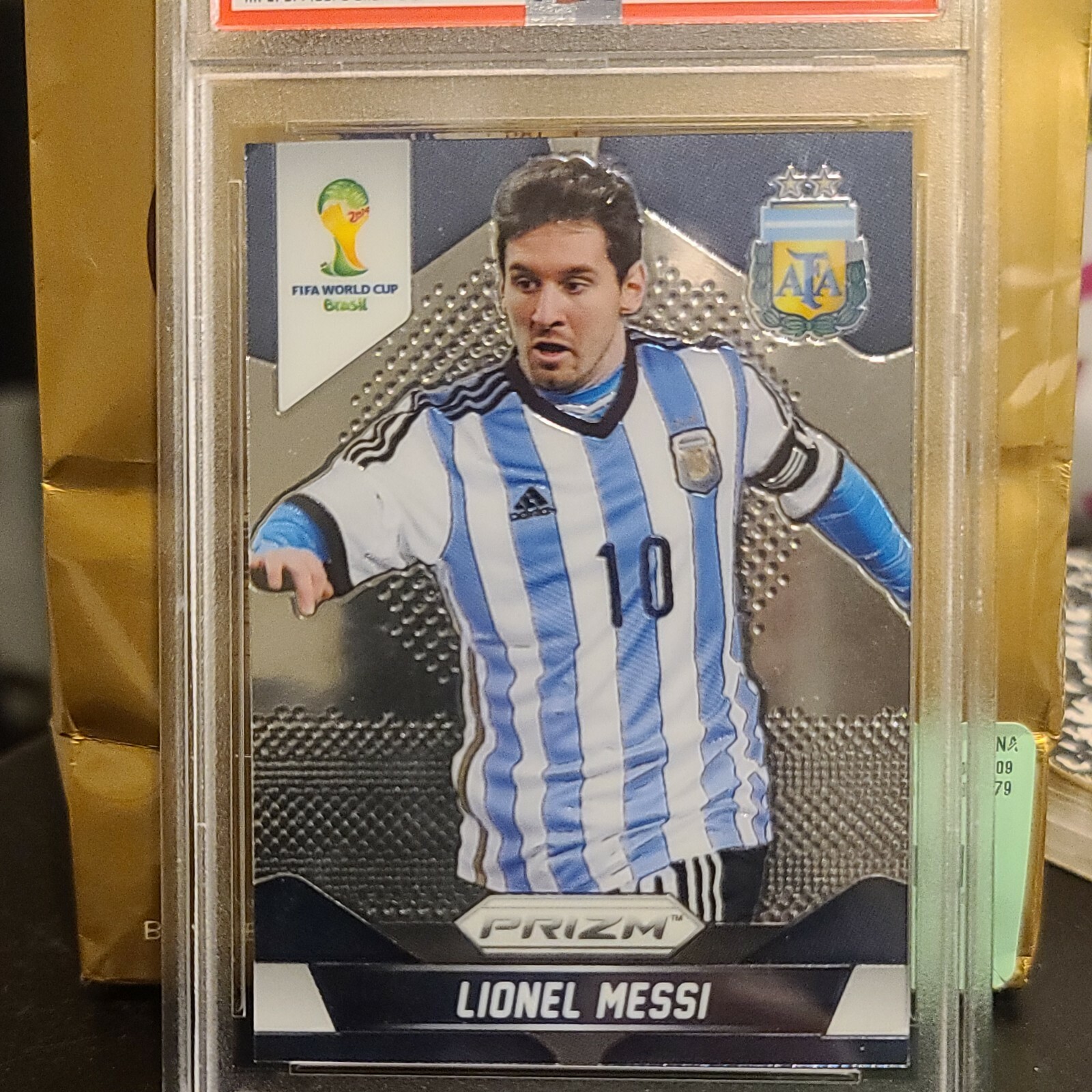 2014 Panini Prizm World Cup Soccer #12 Lionel Messi Argentina PSA 5 