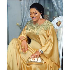 Moroccan Satin Kaftan Abaya Dubai Arabic African Women Maxi Dress Evening Caftan