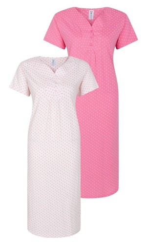 Ladies 2 Pack Nightie Short Sleeve Nightdress UK Sizes 10 12 14 16 18 20 22 24 - Picture 15 of 16