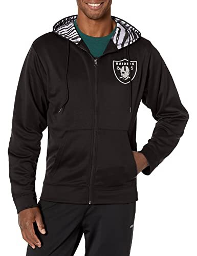 Мужская толстовка Zubaz NFL Las Vegas Raiders Team с капюшоном на молнии и вставками под зебру