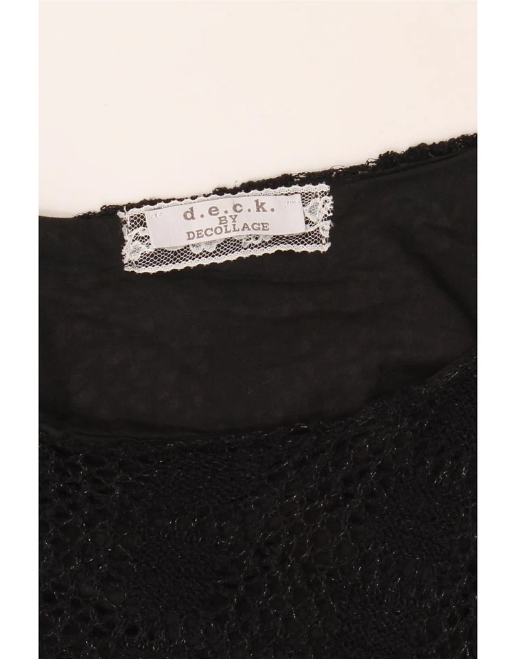 D.E.C.K. BY DECOLLAGE Mujer Top Manga Larga Reino Unido 16 Grande Negro Poliéster DA12 Foto 3 de 3