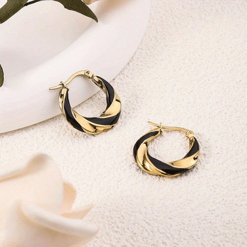 Women's Irregular Twisted Ear Buckle Bohemian Stainless Steel Drip Oil Earrings