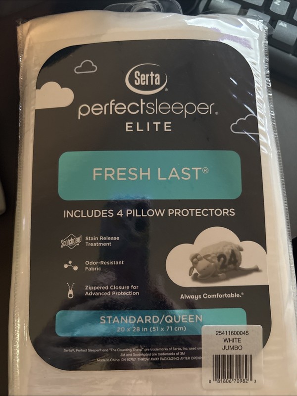 NEW SERTA Perfect Sleeper Elite Jumbo Standard/Queen 4 Pillow Protectors White