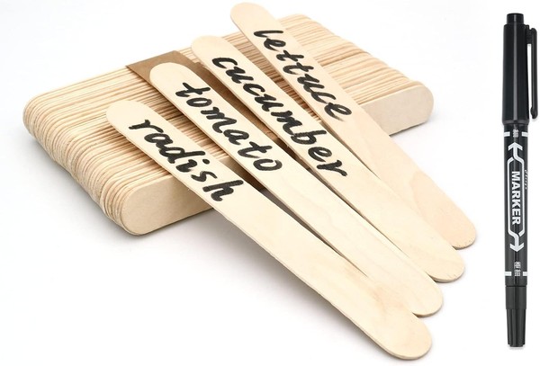 Pflanzschilder Holz 100 StüCk 15Cm Wetterfest Zum Beschriften FüR Garten-image